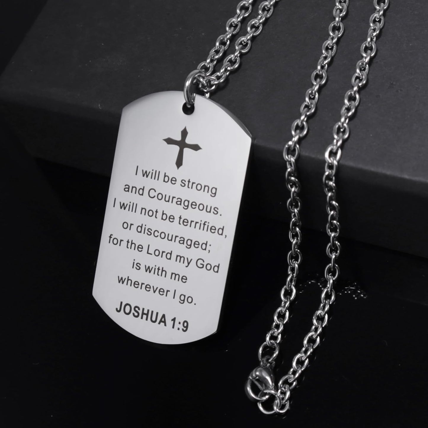 Christian Scripture Religious Dog Tag Necklace,Catholic Bible Verse Baptism Confirmation Sacrament Gifts