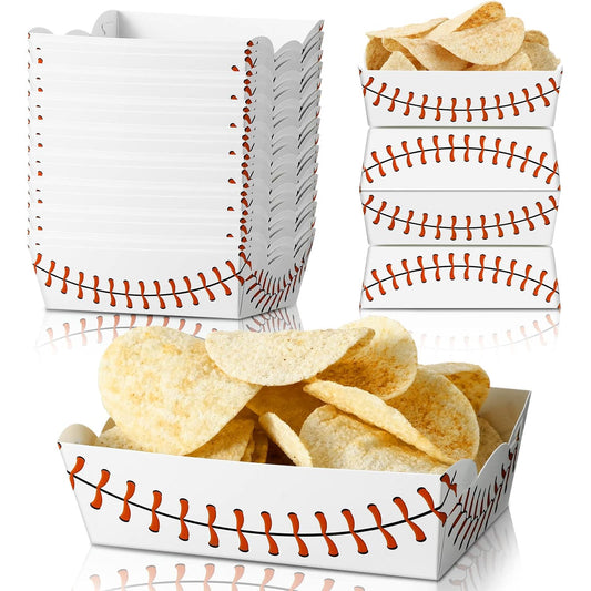 60 Pack Baseball Party Supplies Set Baseball Birthday Decorations Disposable Paper Food Serving Tray Boats Tray for Concession Food, Condiment, Carnivals
