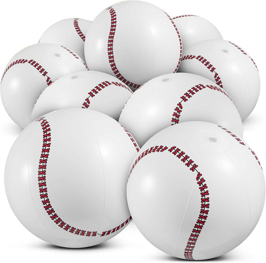 Inflatable Baseball (Pack of 12) 16-Inch, Baseball Beach Balls for Themed Party Decorations & Birthday Decor - Pool Ball Toys Party Favors & Goodie Bags Favors for Kids, Boys and Girls