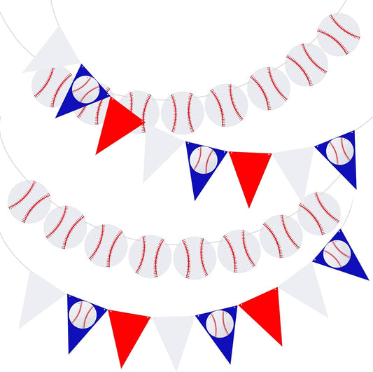 4 Pieces Baseball Party Decorations Baseball Banner Sports Ball Birthday Party Paper Garland(Baseball Style)