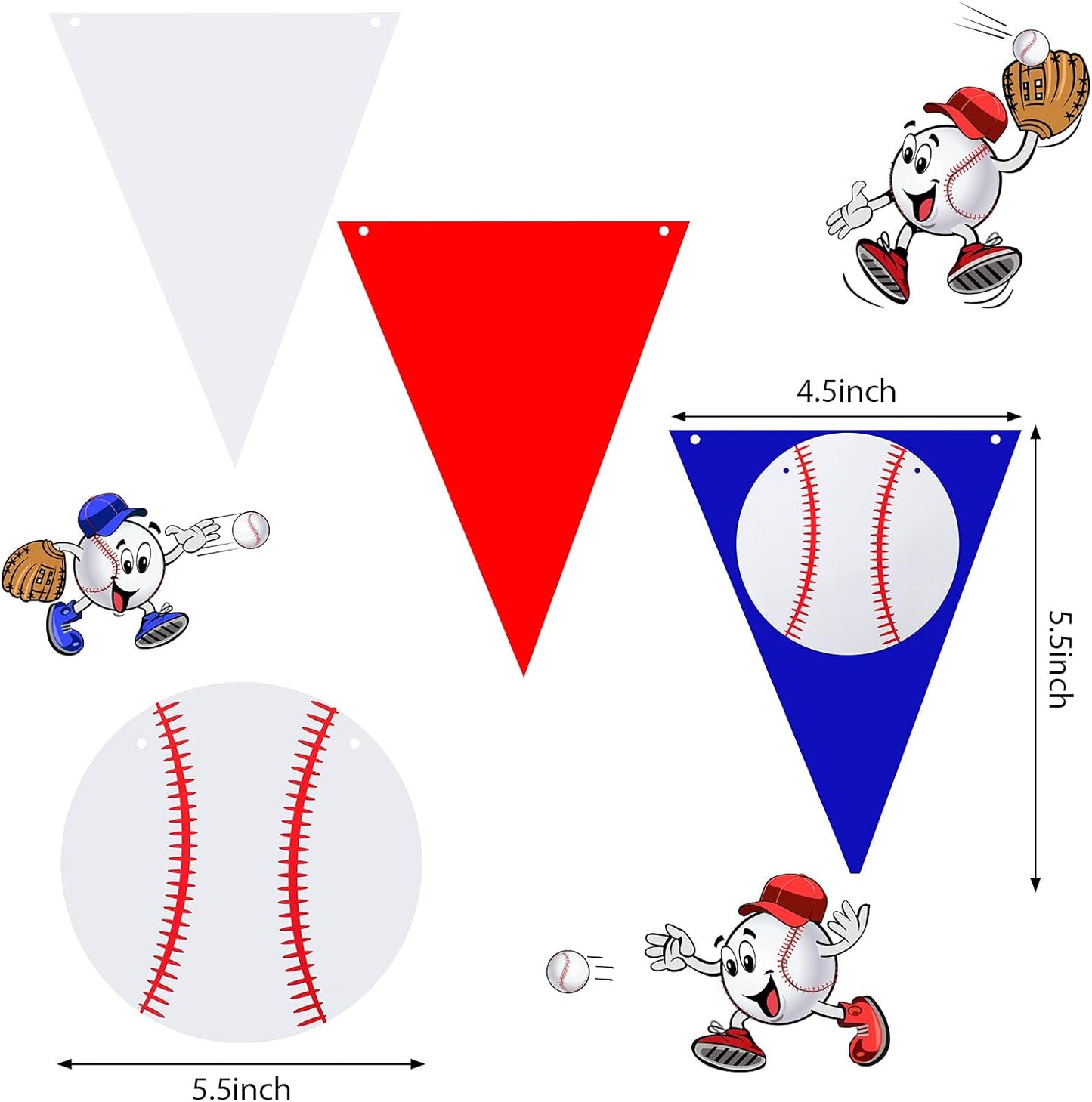 4 Pieces Baseball Party Decorations Baseball Banner Sports Ball Birthday Party Paper Garland(Baseball Style)