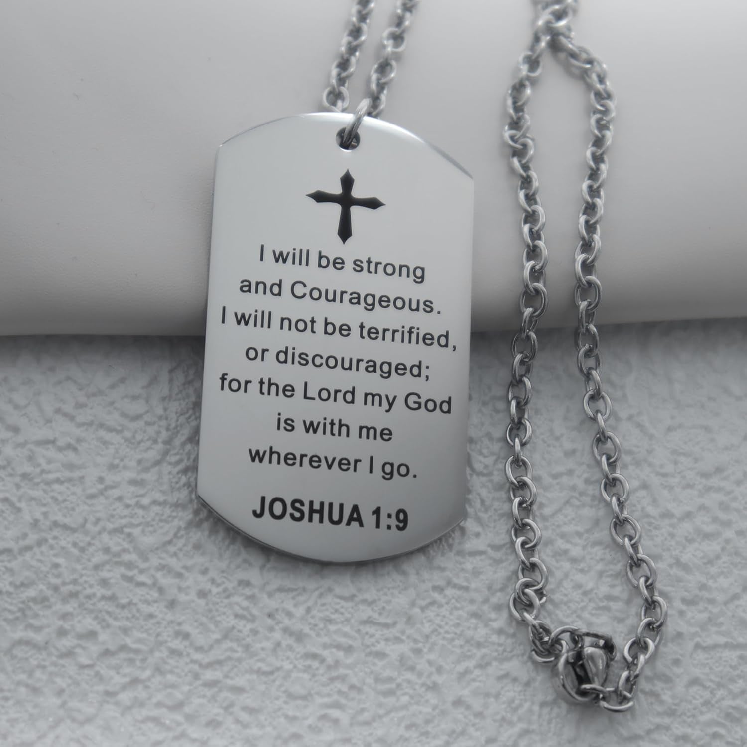 Christian Scripture Religious Dog Tag Necklace,Catholic Bible Verse Baptism Confirmation Sacrament Gifts