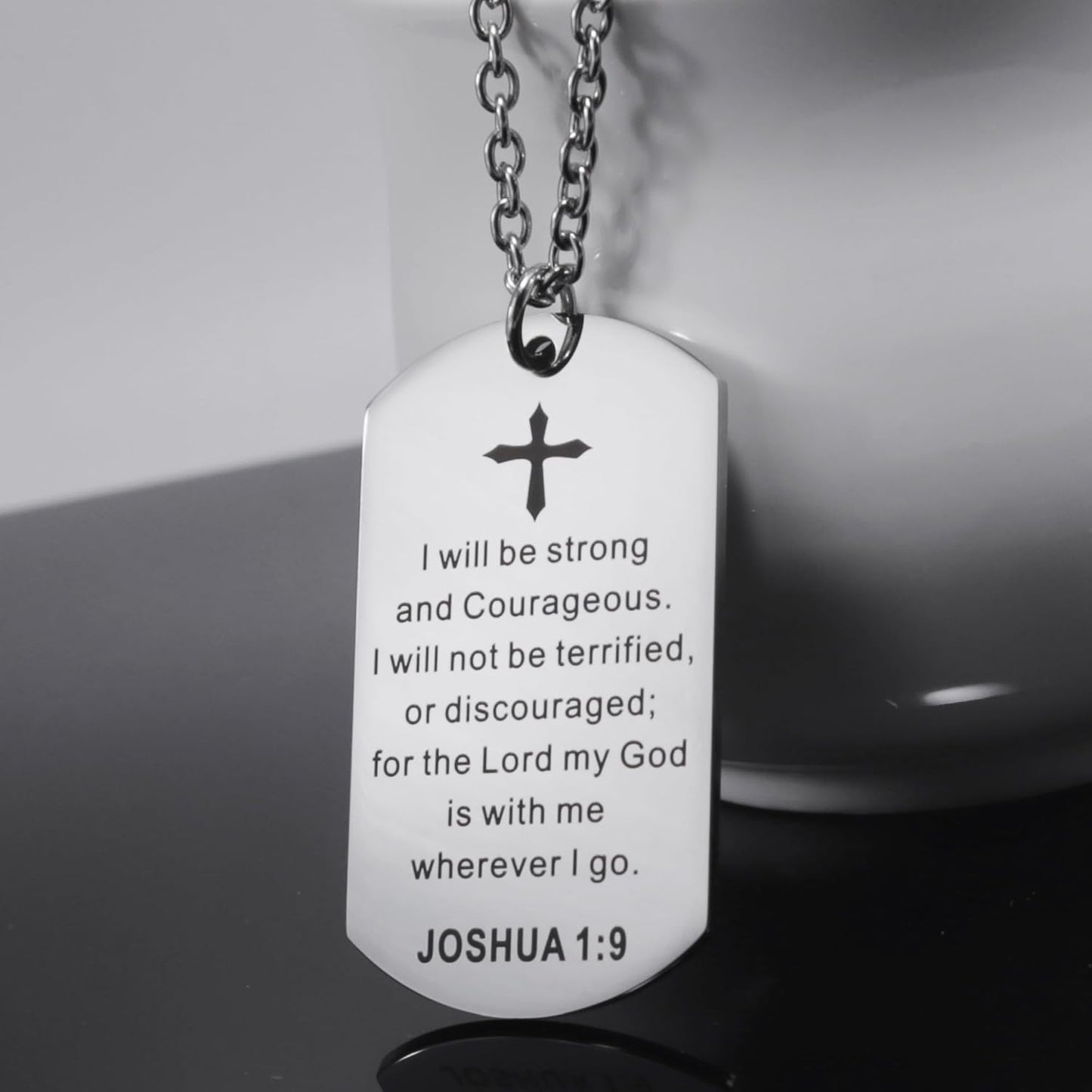 Christian Scripture Religious Dog Tag Necklace,Catholic Bible Verse Baptism Confirmation Sacrament Gifts