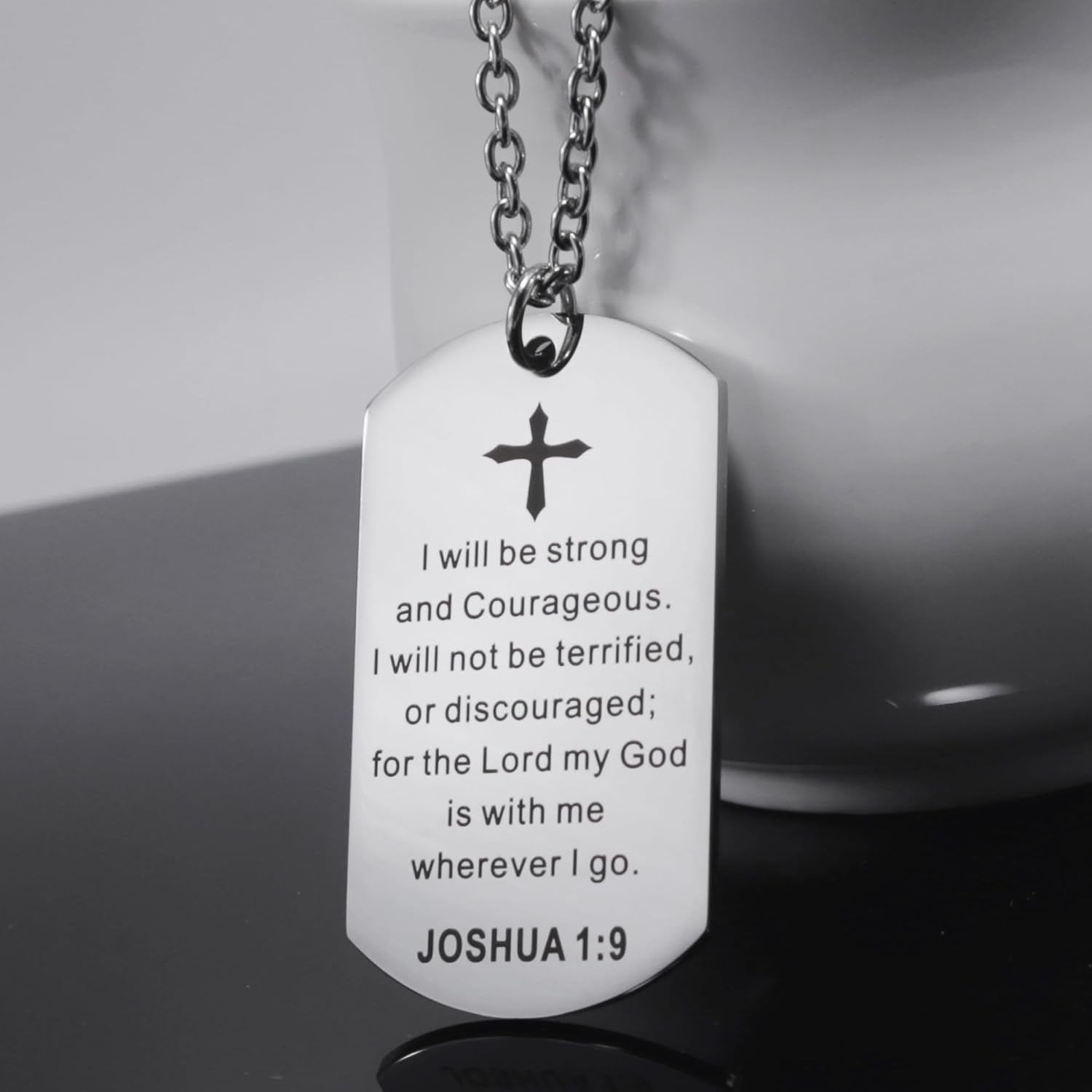 Christian Scripture Religious Dog Tag Necklace,Catholic Bible Verse Baptism Confirmation Sacrament Gifts