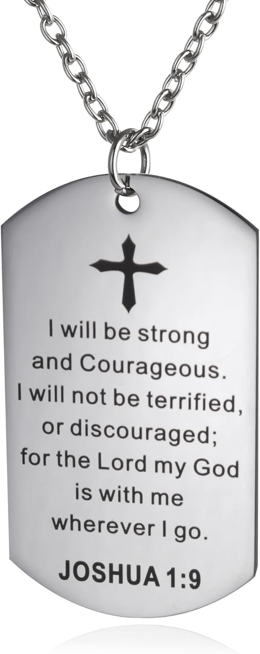 Christian Scripture Religious Dog Tag Necklace,Catholic Bible Verse Baptism Confirmation Sacrament Gifts