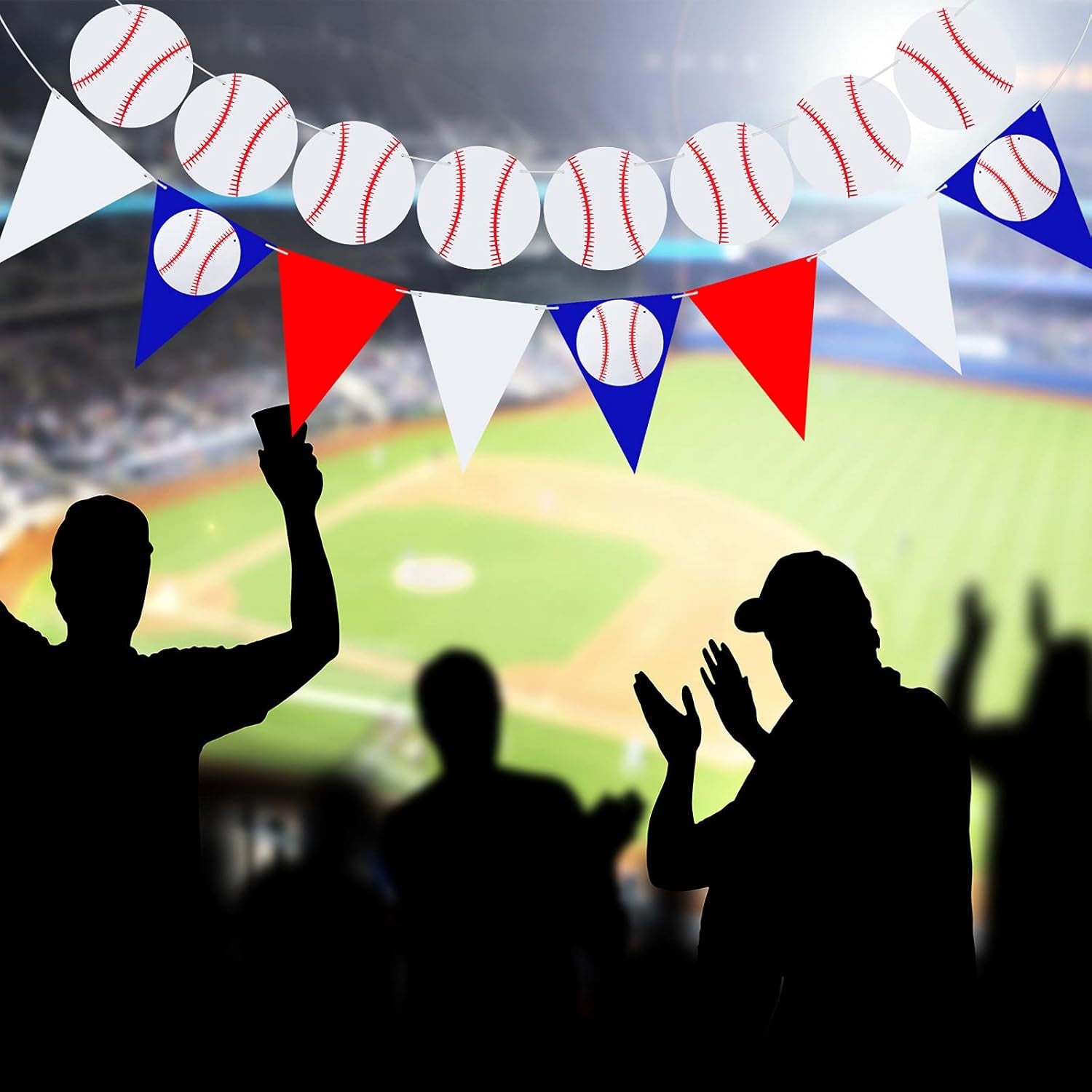 4 Pieces Baseball Party Decorations Baseball Banner Sports Ball Birthday Party Paper Garland(Baseball Style)
