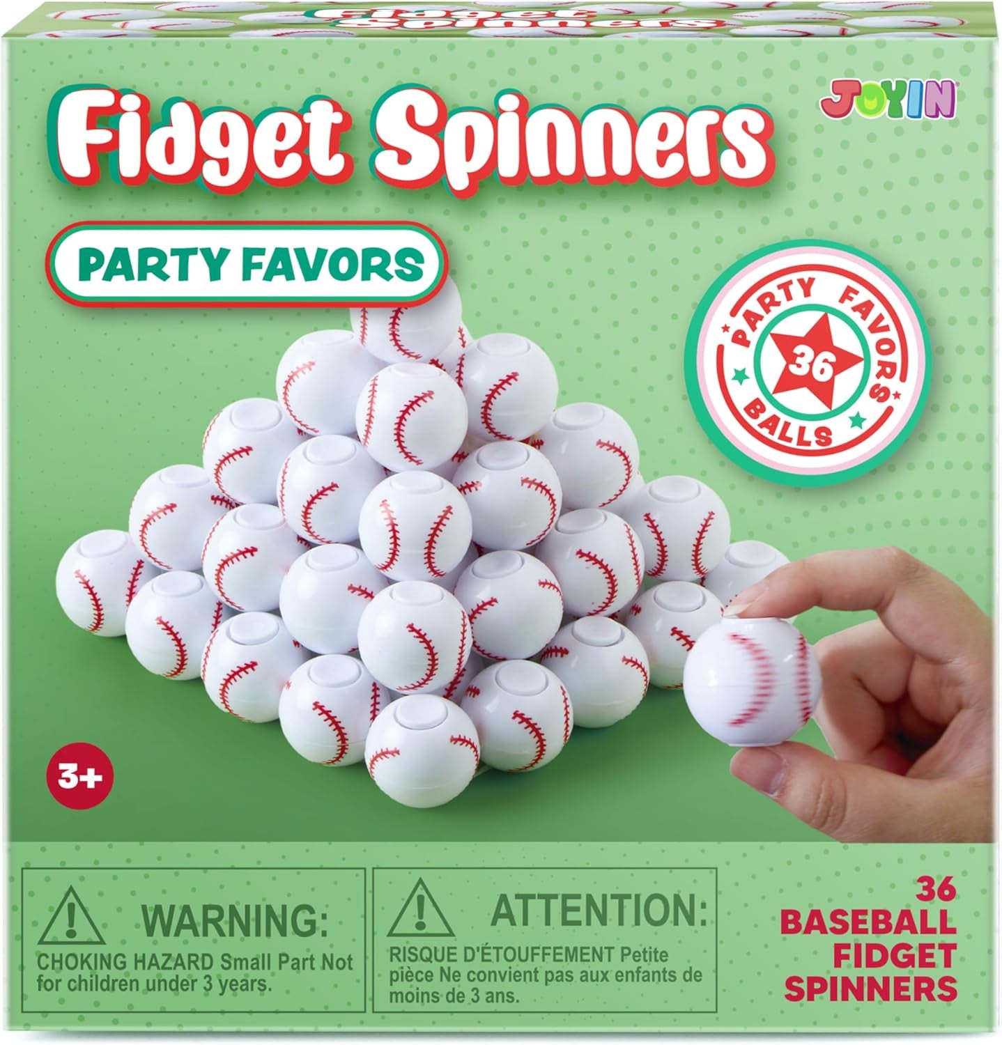 36 Pack Baseball Fidget Spinners for Kids, Baseball Party Favors, Fidget Toys Bulk, Stress Balls, Goodie Bags Stuffers for Birthday Party, Treasure Box Toys for Classroom