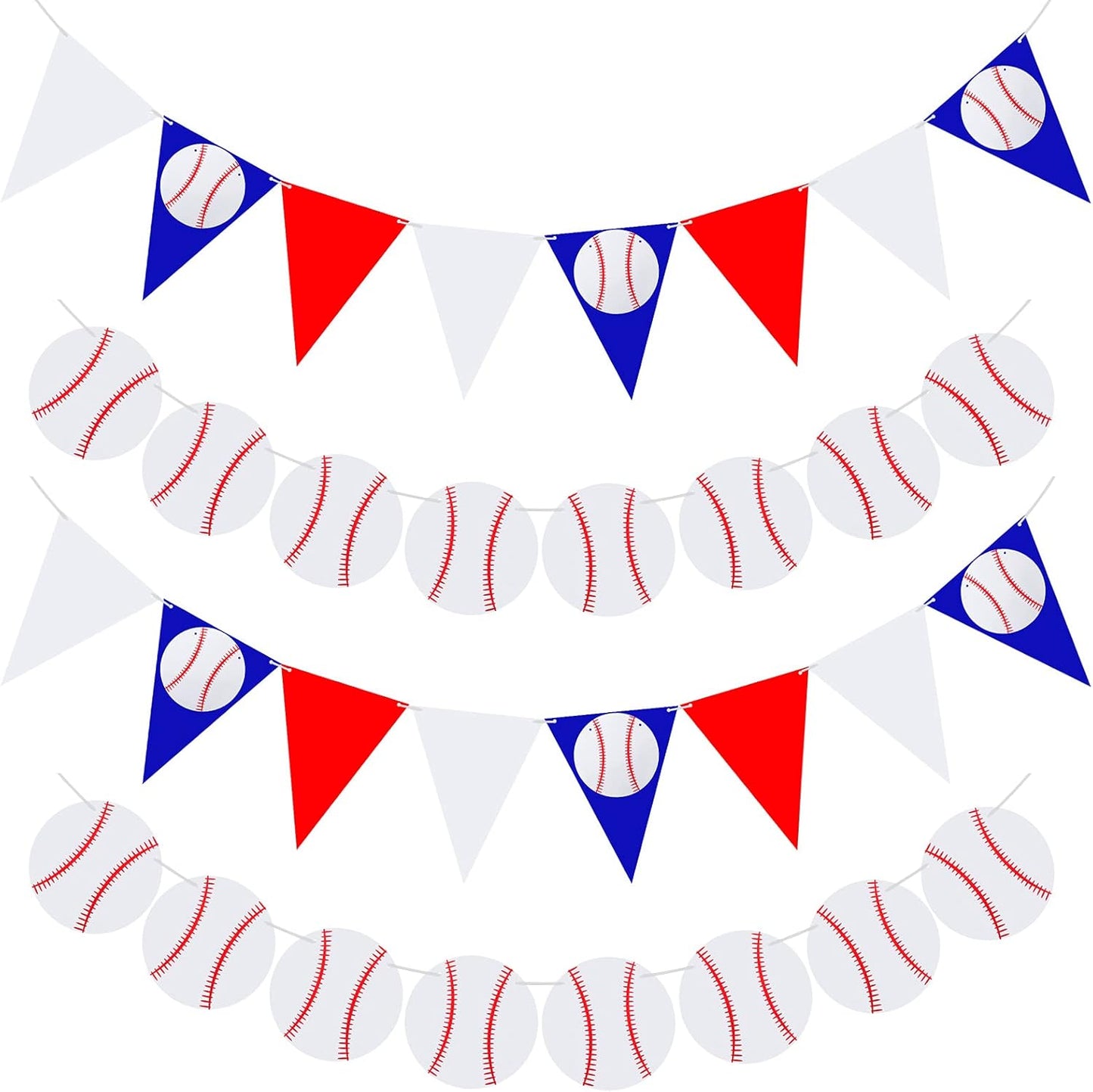 4 Pieces Baseball Party Decorations Baseball Banner Sports Ball Birthday Party Paper Garland(Baseball Style)