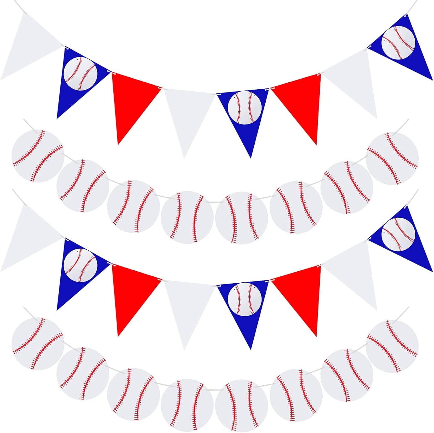 4 Pieces Baseball Party Decorations Baseball Banner Sports Ball Birthday Party Paper Garland(Baseball Style)